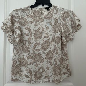 Ann Taylor Factory - beige and white petite top